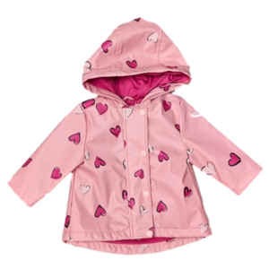 Baby Girl Pink Heart Lined Joe Fresh Rain Coat - size 3-6 months